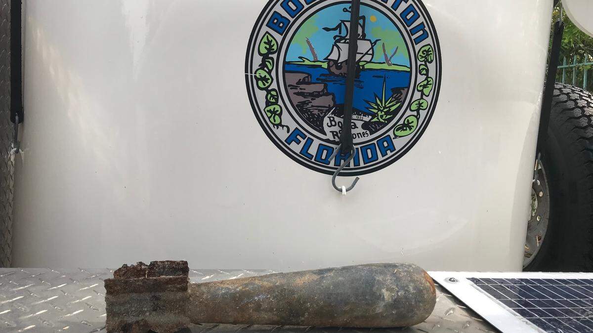 Some Boca Raton children found a practice bomb when digging in their backyard on Friday.