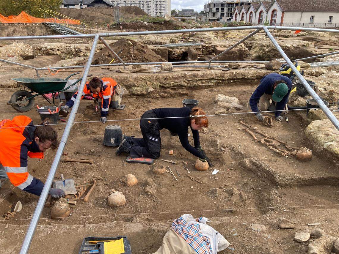 Archaeologists excavated numerous cemeteries, including the servant cemetery pictured here.