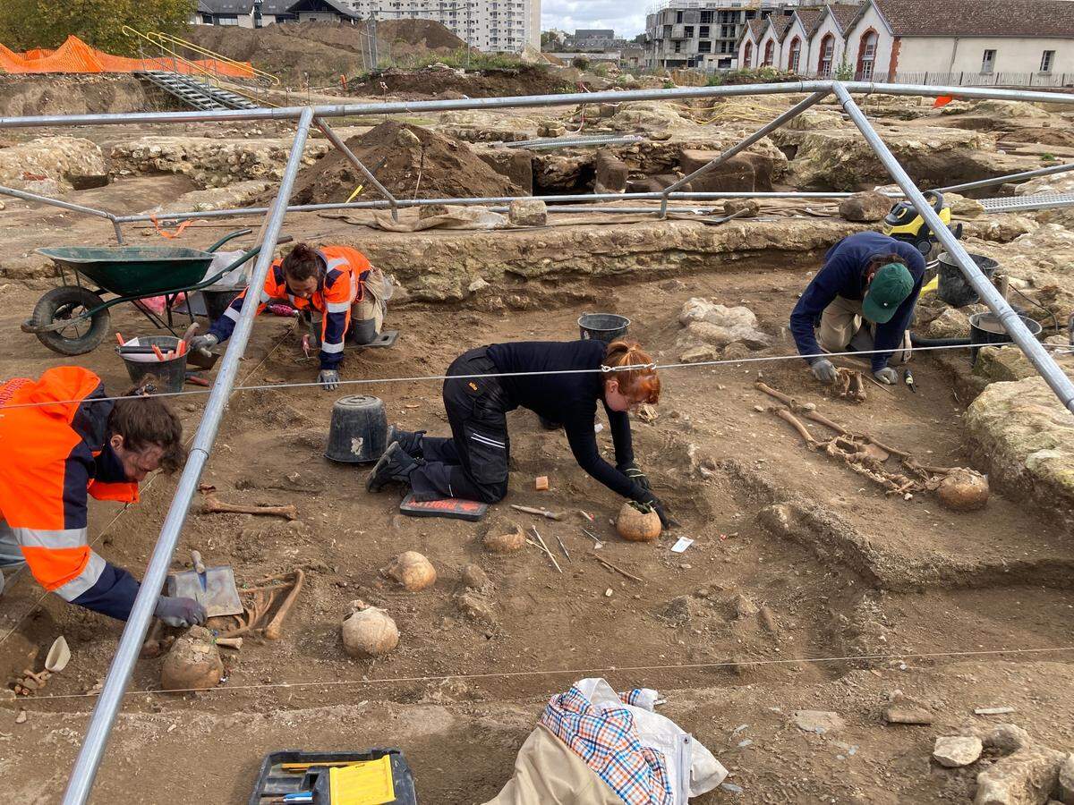 Archaeologists excavated numerous cemeteries, including the servant cemetery pictured here.