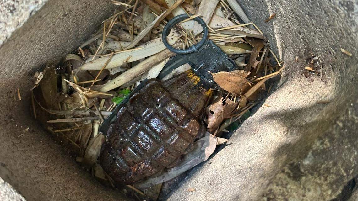 A live grenade found in the backyard of a Connecticut home was safely removed by a bomb squad, police said.