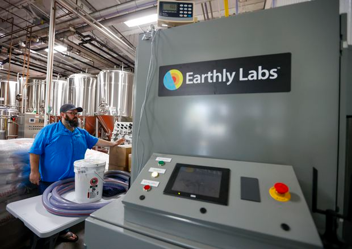 Gas escapes from a barrel next to a fermenter at Big Storm Brewing Co. in Clearwater. Big Storm has implemented a system to capture carbon dioxide typically released in the brewing process.