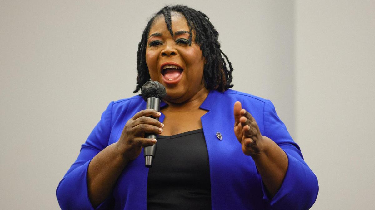 North Miami mayoral candidate Daphne Campbell speaks during an election forum hosted by The Greater North Miami Chamber of Commerce at the Scott Galvin Community Center at 1600 NE 126th Street in North Miami, Florida, Monday, October 21, 2024