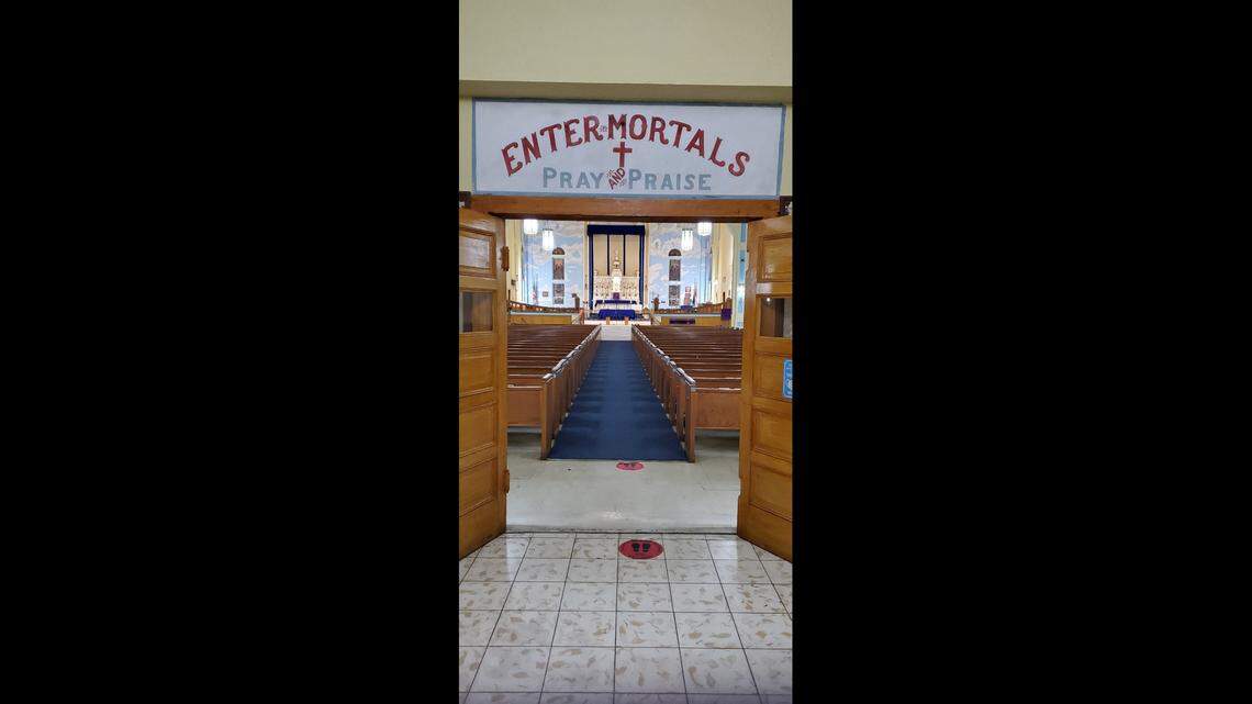 A welcoming sign at the historic Saint Agnes Episcopal Church in Overtown.