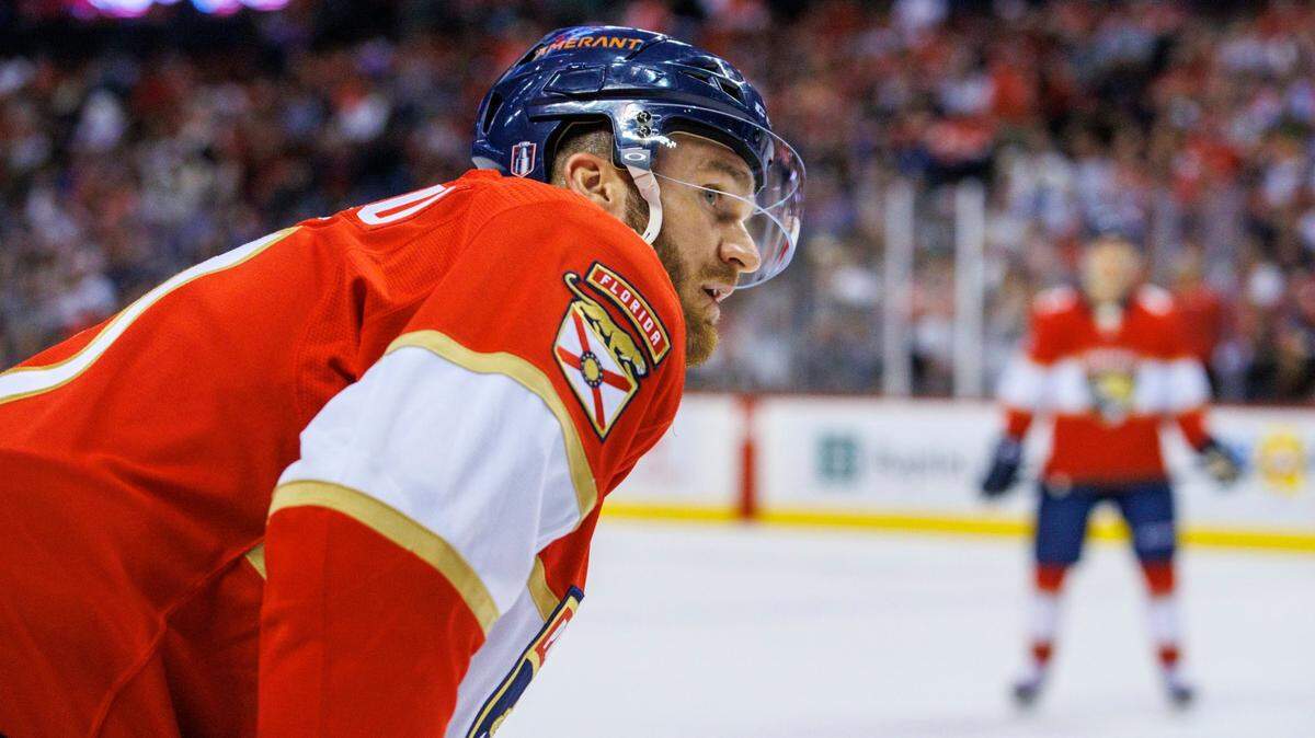 Florida Panthers left wing Jonathan Huberdeau (11) looks on during the first period of Game 5 of a first round NHL Stanley Cup series against the Washington Capitals at FLA Live Arena on Wednesday, May 11, 2022 in Sunrise, Fl.
