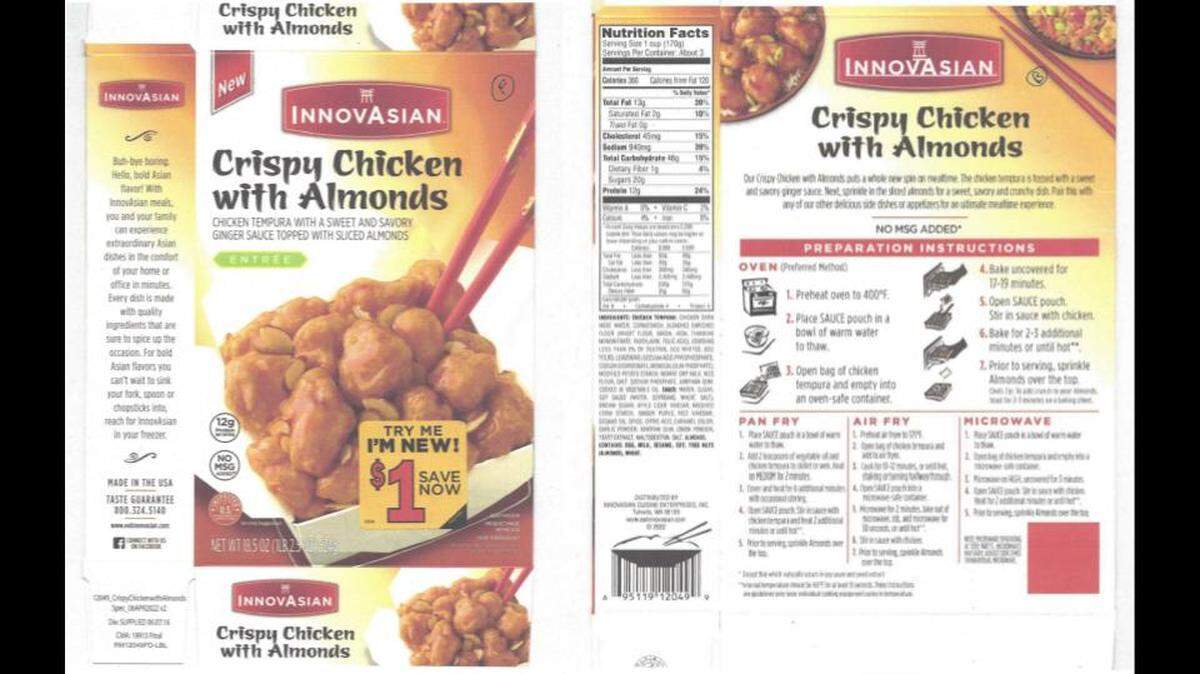 Walmart is pulling about 6,013 pounds of frozen Asian cuisine from its stores after the USDA announced a recall for the product in 28 states.