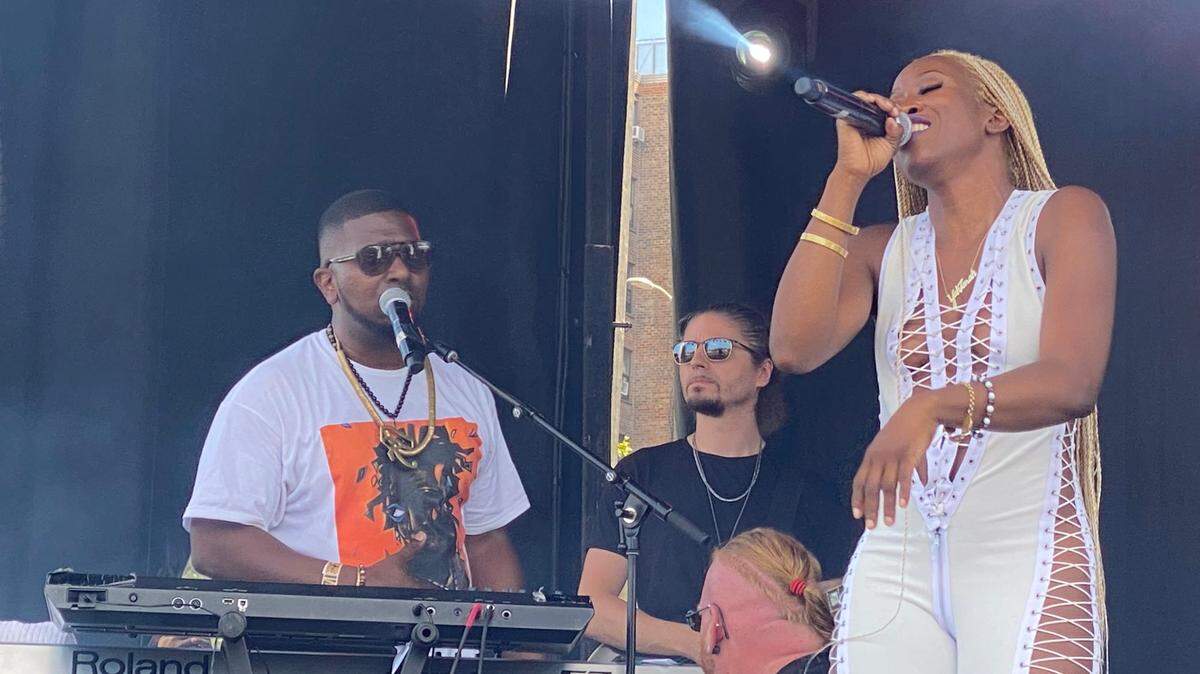 Yahzarah (right) and Chris Rob (left) perform at LOVEisLOVE Miami 2022. The 2023 iteration will celebrate 50 years of hip-hop through a combination of activities highlighting the genre’s five elements: DJs, MCs, breakdance, grafitti and knowledge.