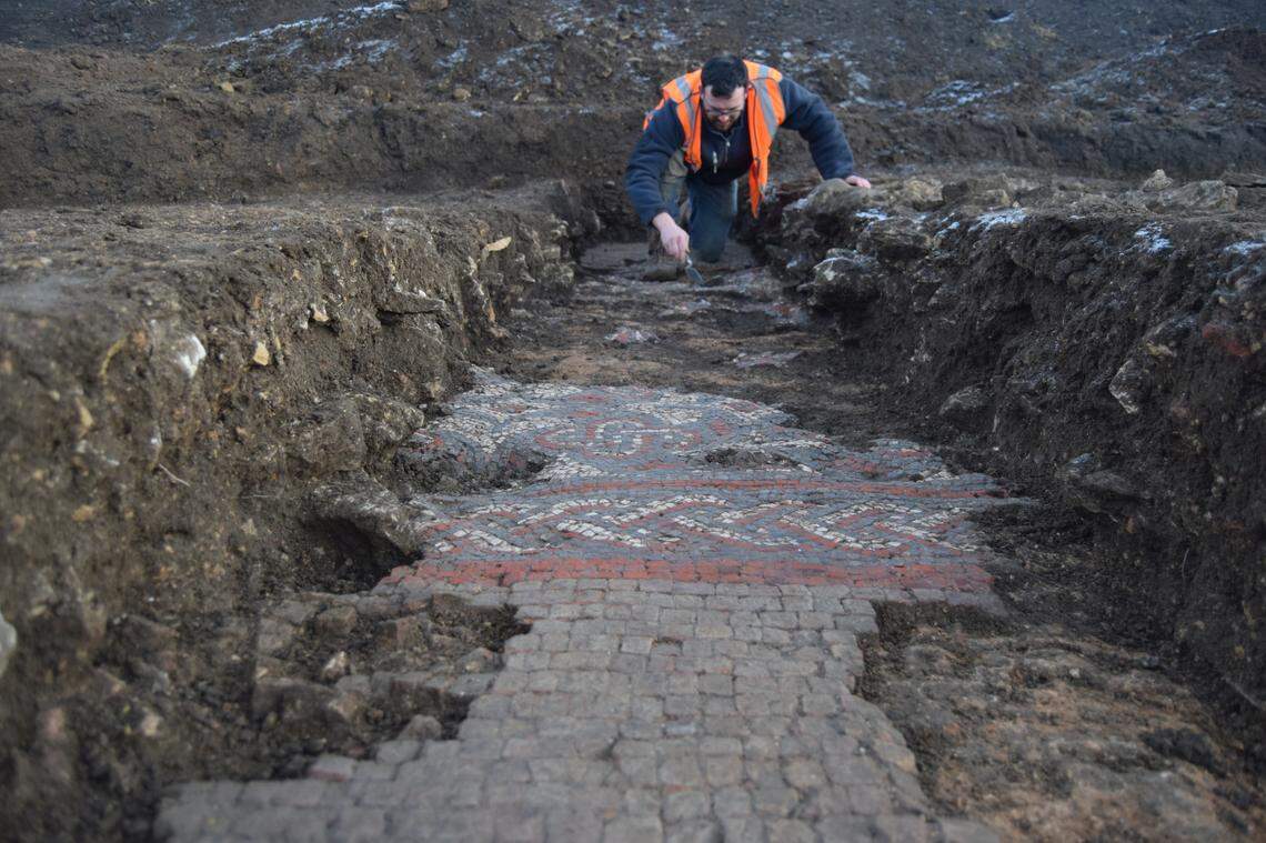 A view of the mosaic looking toward the center of the large room.