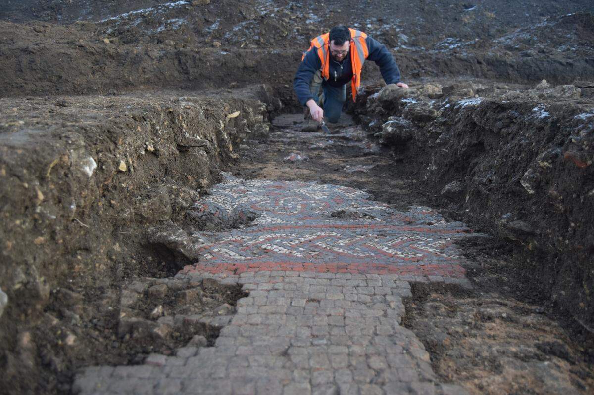 A view of the mosaic looking toward the center of the large room.