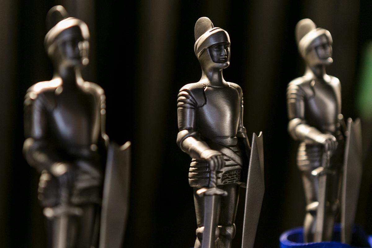 Silver Knight awards on display during the Miami Herald and el Nuevo Herald 61st Silver Knights award ceremony at the James L. Knight Center in downtown Miami on Thursday, May 16, 2019.