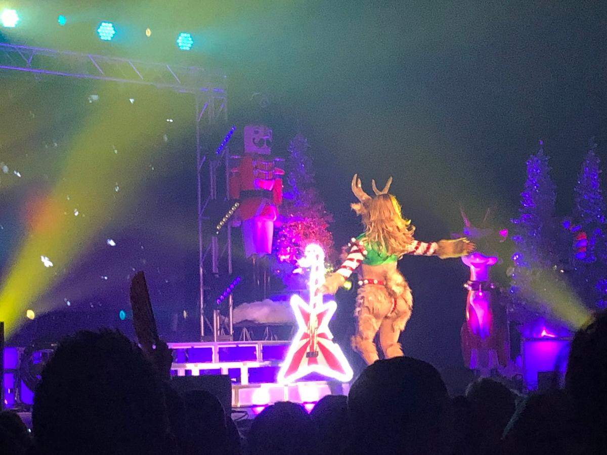 Undercover law enforcement officers with Florida’s Department of Business and Professional Regulation took this photo during a ‘Drag Queen Christmas’ event at Orlando’s historic Plaza Live theater on Dec. 28. The photo shows a skit called ‘Screwdolph the Red-Nippled Man Deer.’ Agents said they saw nothing ‘lewd’ about the performance.