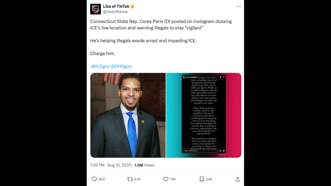 The post shared by “Libs of TikTok” on X.