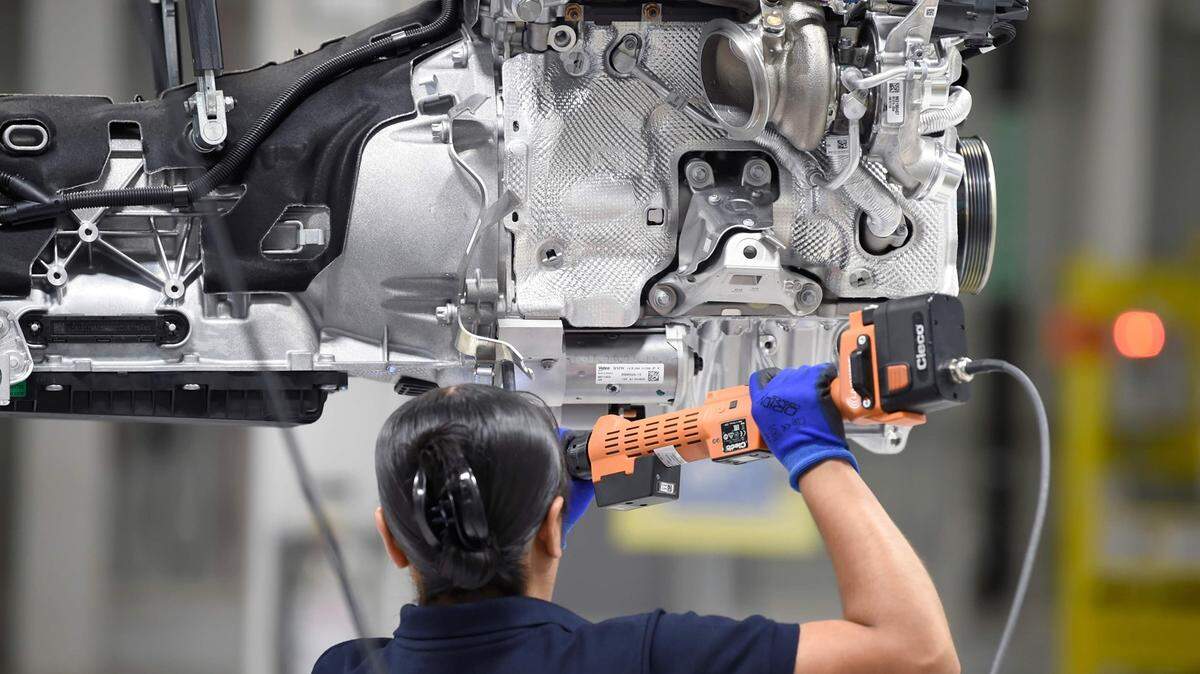 An employee works on a vehicle at a BMW assembly plant in San Luis Potosi, Mexico, the carmaker’s first in the country.