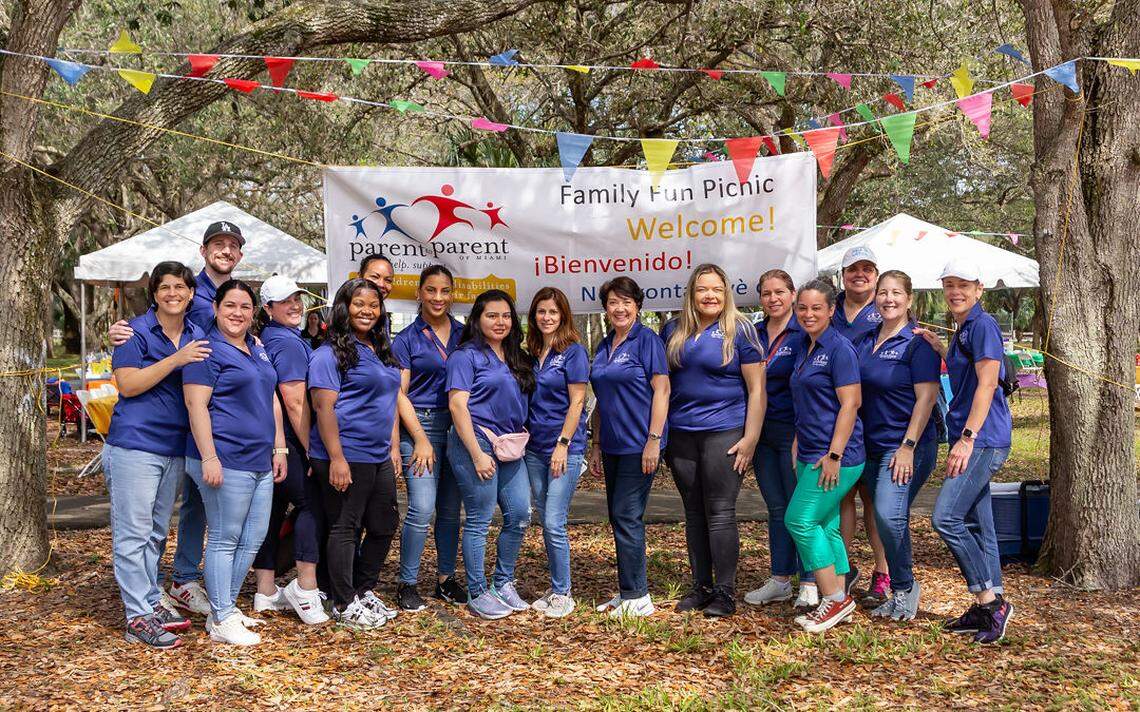 Parent to Parent of Miami staff and board members congregate at the organization’s Family Engagement Picnic at Kendall Indian Hammocks Park, Feb. 24, 2024.