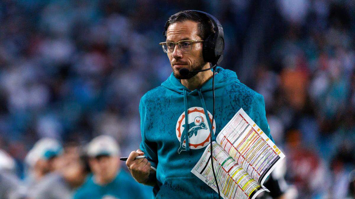 Miami Dolphins head coach Mike McDaniel looks on during second quarter of an NFL football game against the Dallas Cowboys at Hard Rock Stadium on Sunday, Dec. 24, 2023 in Miami Gardens, Fl.