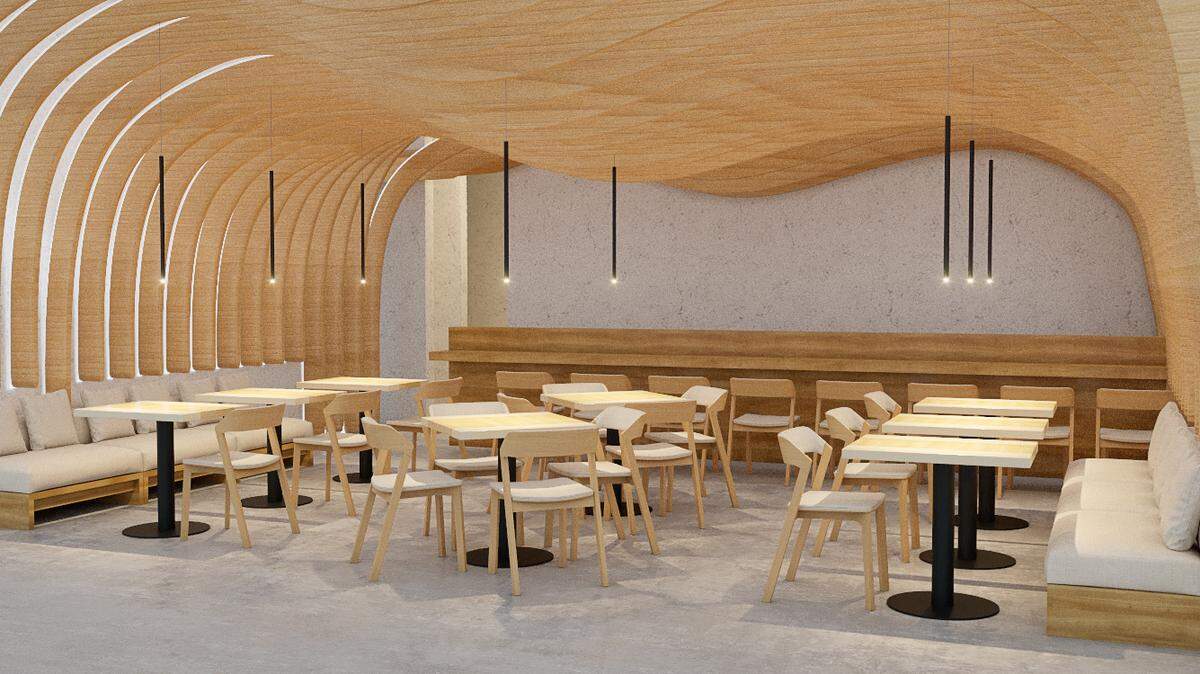 A rendering of the interior of Hiyakawa Wabi Sabi.