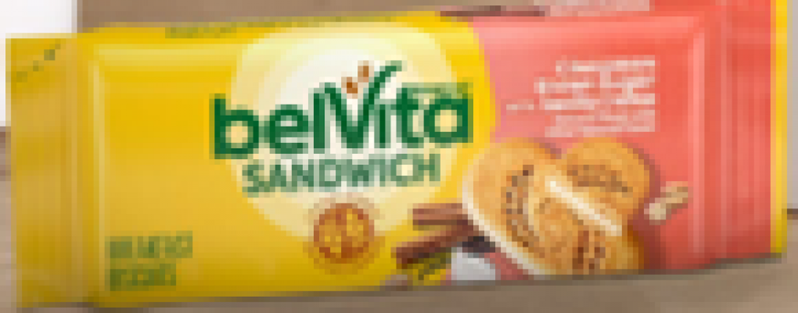 An individual belVita Cinnamon Brown Sugar with Vanilla Creme Breakfast Sandwich