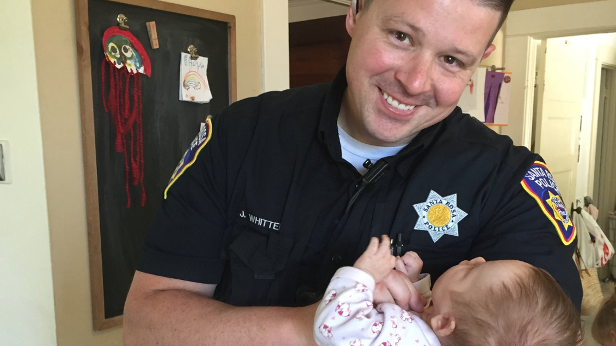 Jesse Whitten, police officer with the Santa Rosa Police in California, says he adopted the baby of a homeless woman struggling with a drug addiction, whom he had developed a “strange” friendship with.