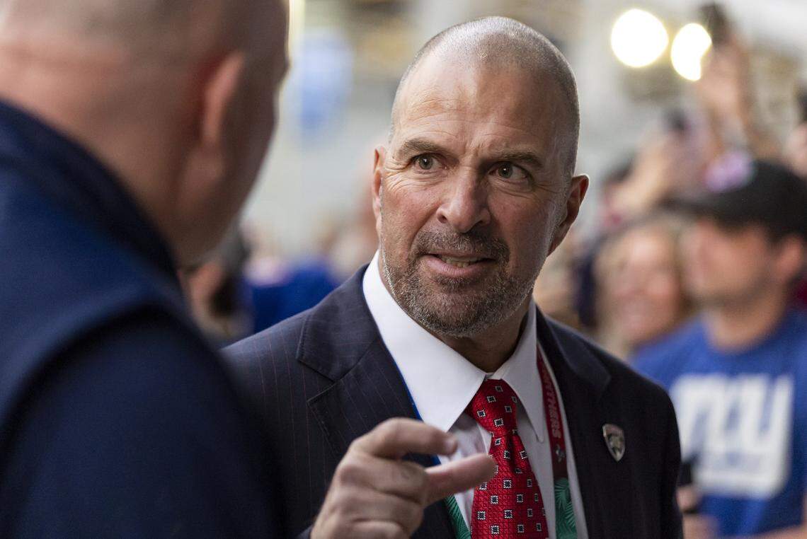 Florida Panthers President of Hockey Operations and General Manager Bill Zito arrives to loanDepot for his team’s Winter Classic outdoor hockey game against the New York Rangers on Friday, Jan. 2, 2026, in Miami, Fla.