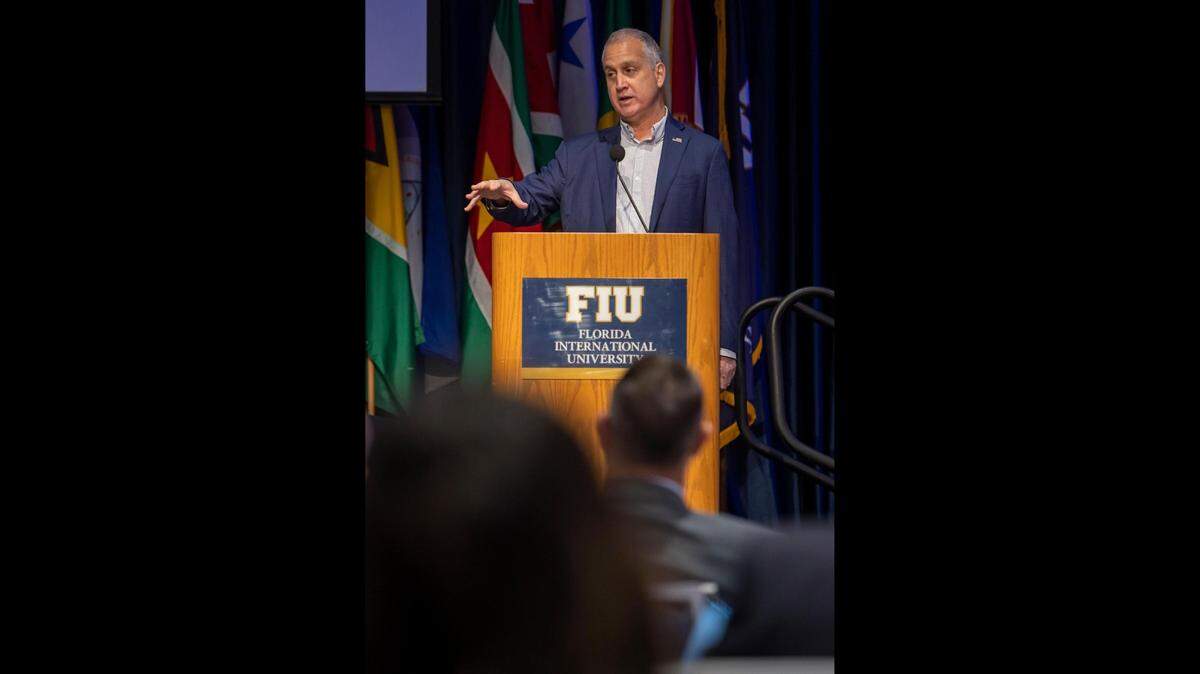 U.S. Rep. Mario Diaz-Balart speaks at the Eighth Annual Hemispheric Security Conference on Tuesday at Florida International University.