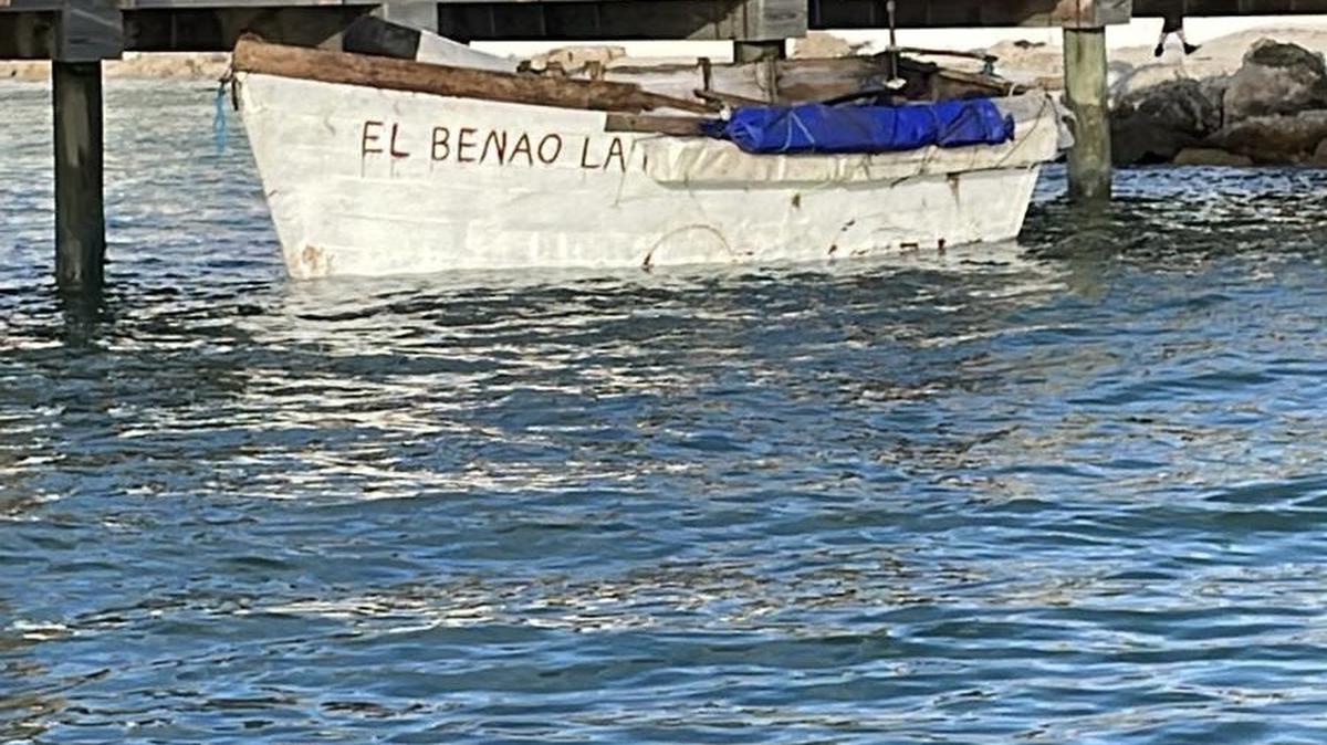 A Cuban migrant boat is tied up to a dock at Key Colony Beach in the Middle Florida Keys Wednesday, Nov. 23, 2022.