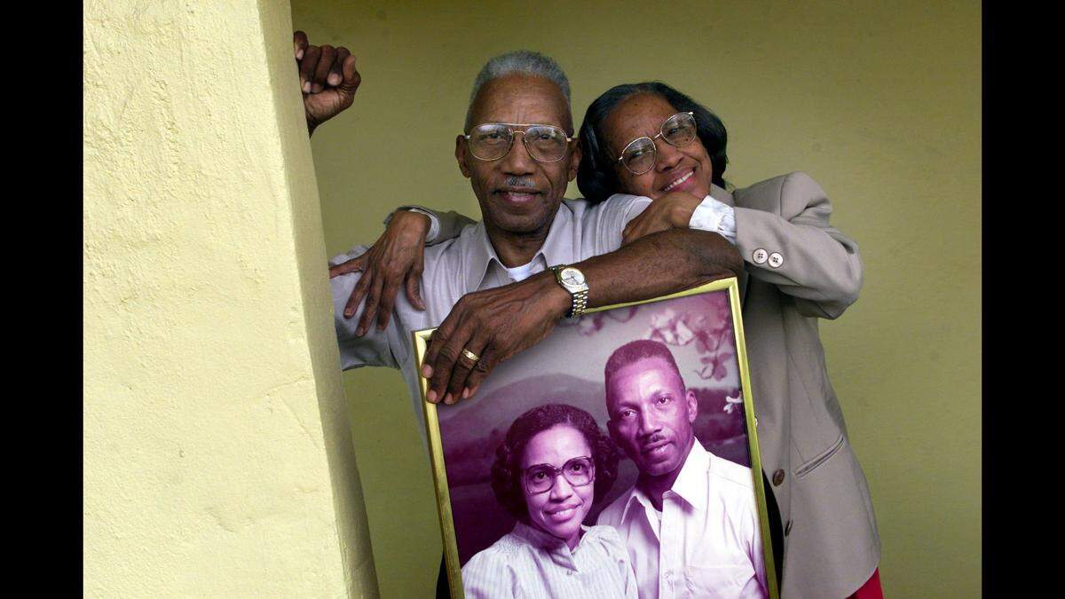 From left, Thomas Edwards and his wife Maxine, about 20 years ago. Now in their 90s, they are going to celebrate their 73rd wedding anniversary.