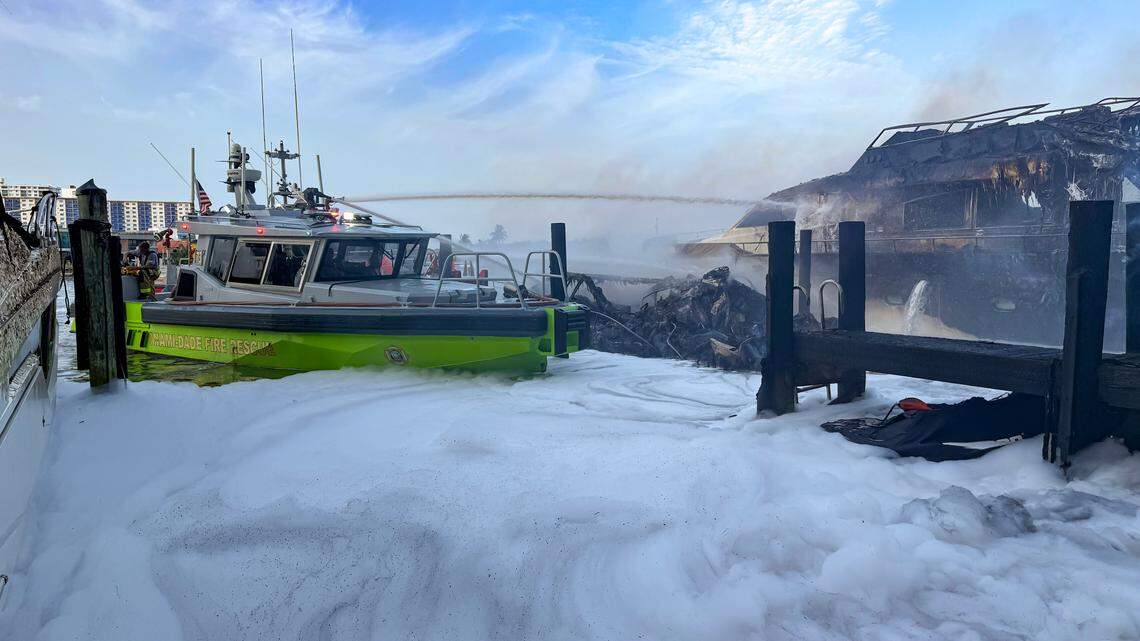 Miami-Dade Fire Rescue and Miami Fire Rescue crews responded to multiple boat fires early Friday, June 6, behind a high-rise condominium at 400 Sunny Isles Boulevard. The incident occurred near the NE 163rd Street bridge over the Intracoastal Waterway, close to Oleta River State Park in Sunny Isles Beach, Florida.