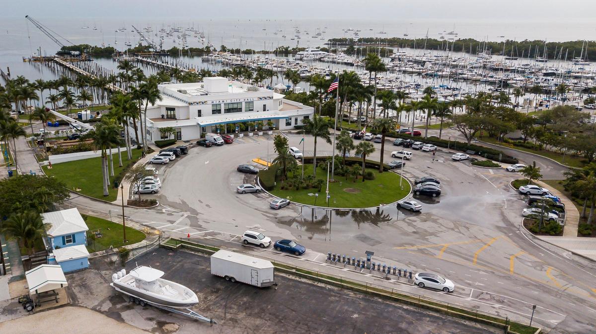 Aerial view of Miami City Hall in Coconut Grove on Feb. 7, 2020.