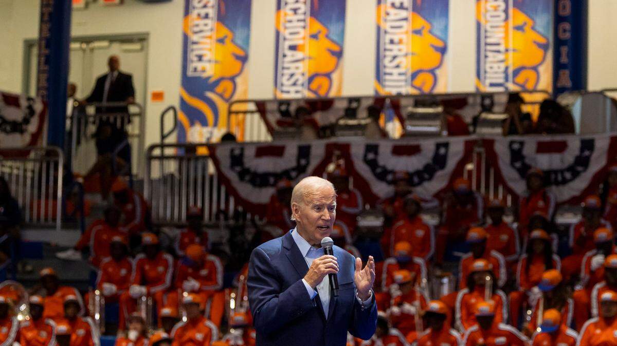 President Joe Biden speaks during a political rally at Florida Memorial University on Tuesday, Nov. 1, 2022, in Miami Gardens, Fla.
