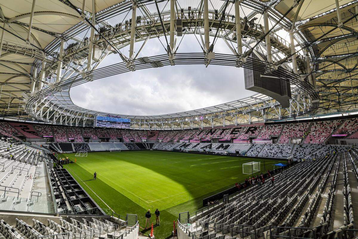 An overview of the new 26,700-seat Nu Stadium at Miami Freedom Park on Thursday, April 2, 2026, in Miami.