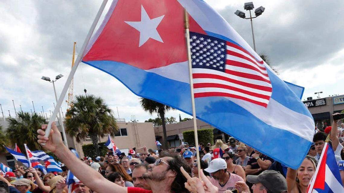 Cuban Americans in Little Havana in Miami celebrate the death of longtime Cuban leader Fidel Castro in November 2016.