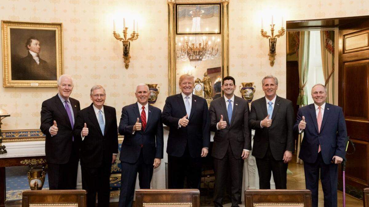 President Donald Trump and the Republican congressional leadership team at the White House this week.