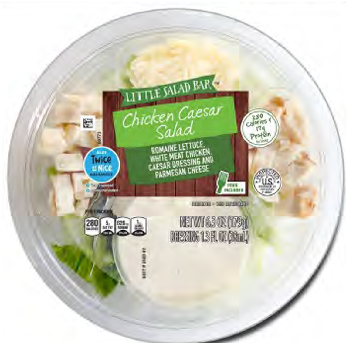 Little Salad Bar Chicken Caesar Salad is sold at Aldi stores.