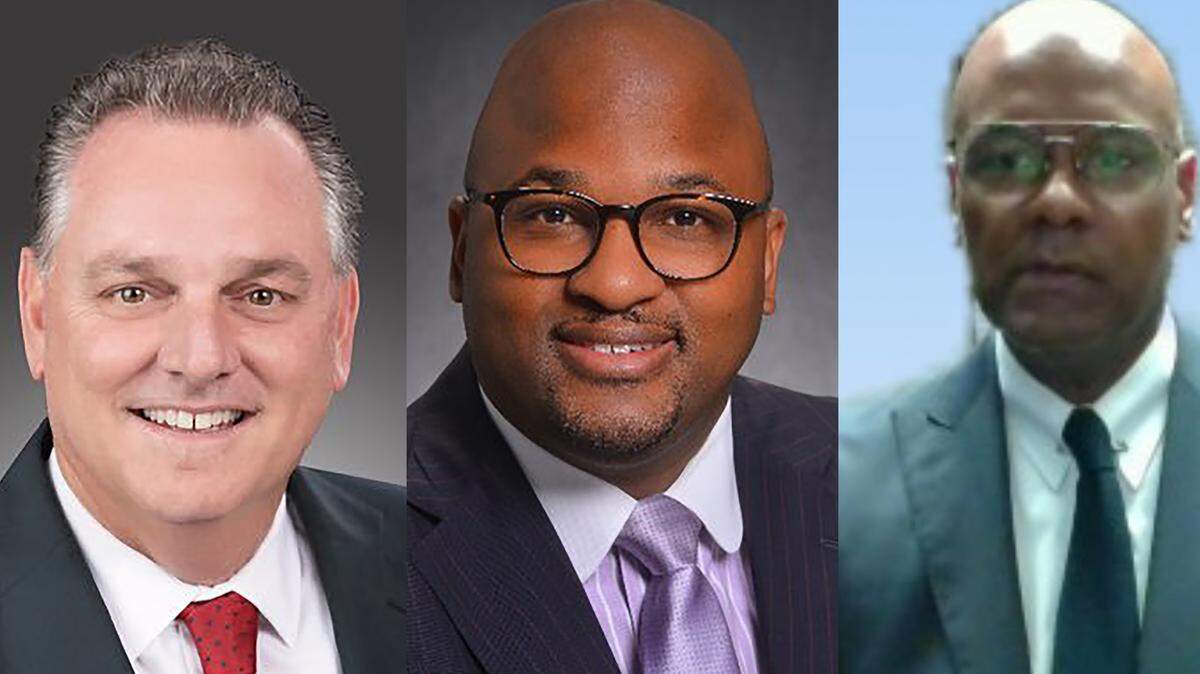 De izquierda a derecha, Peter Licata, superintendente regional de las Escuelas del Condado Palm Beach; Sito Narcisse, superintendente del Distrito Escolar de East Baton Rouge, Louisiana, y Luis Solano, superintendente adjunto del Distrito Comunitario de las Escuelas Públicas de Detroit.