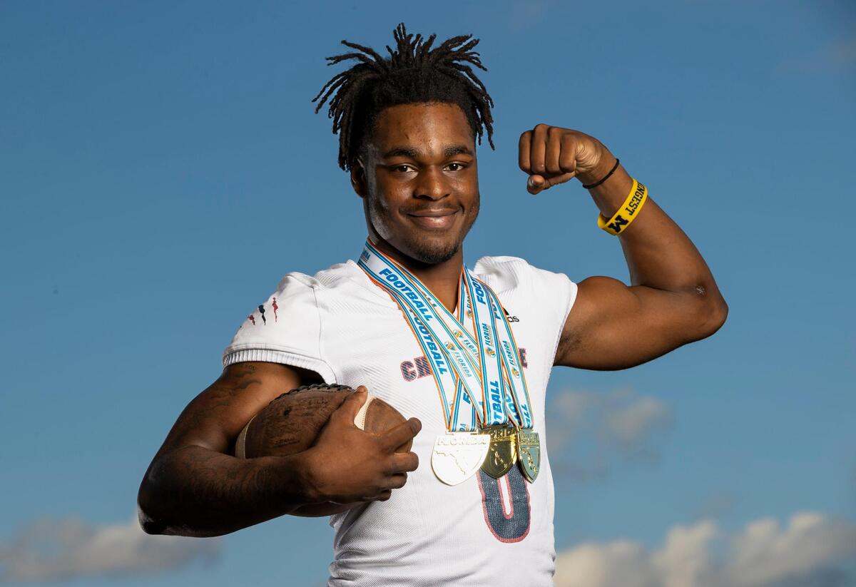 Zaquan Patterson, Chaminade-Madonna College Preparatory School, Football. All-Broward players photographed at Brian Piccolo Sports Park on Thursday, Jan. 12, 2023, in Cooper City, Fla.
