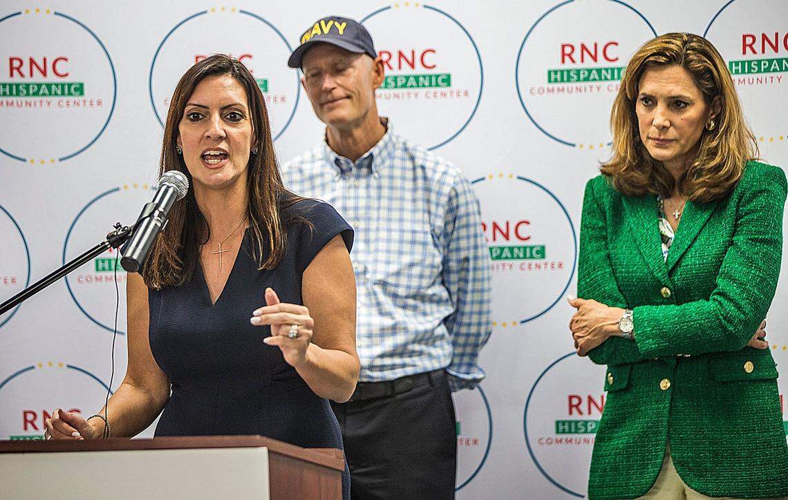 Lt. Gov. Jeanette Nuñez joined a group of leaders from the Republican party including Florida Senator Rick Scott and U.S. Congresswoman María Elvira Salazar, during a rally to motivate Hispanics to vote Republican at the RNC Hispanic Community Center in Doral, on Tuesday Oct. 18, 2022.