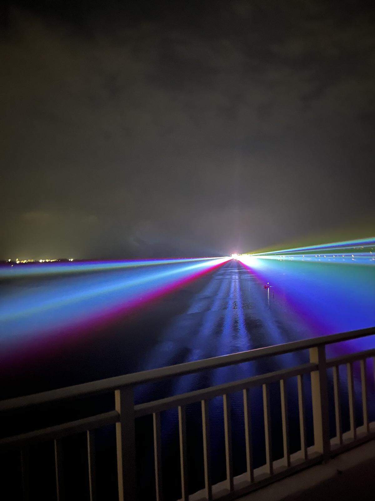 The lasers from the Afterlife event on Virginia Key illuminated Biscayne Bay and kept local residents awake at the Yacht Club at Brickell.