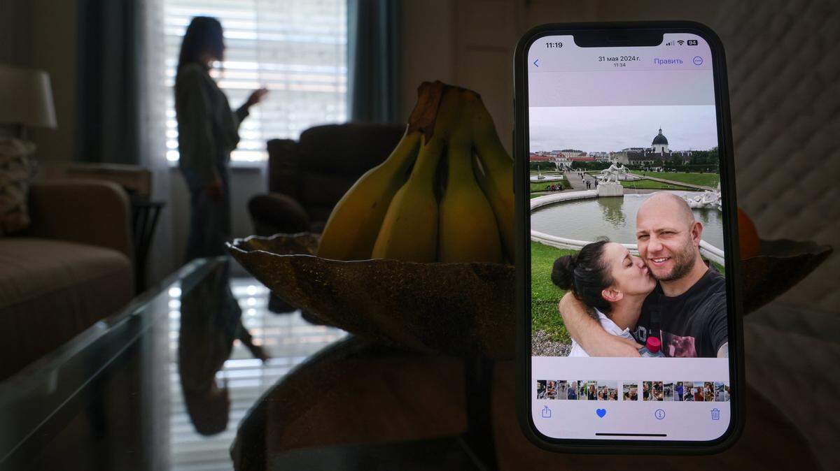 Oksana Tarasiuk in the Hallandale Beach apartment that she shared with her partner until he died in ICE custody on Feb. 20, 2025.