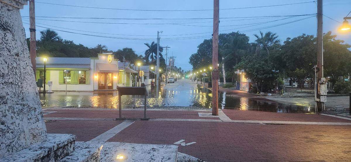 Flood water from Hurricane Helene covers Elizabeth Street in Key West Thursday, Sept. 26, 2024.