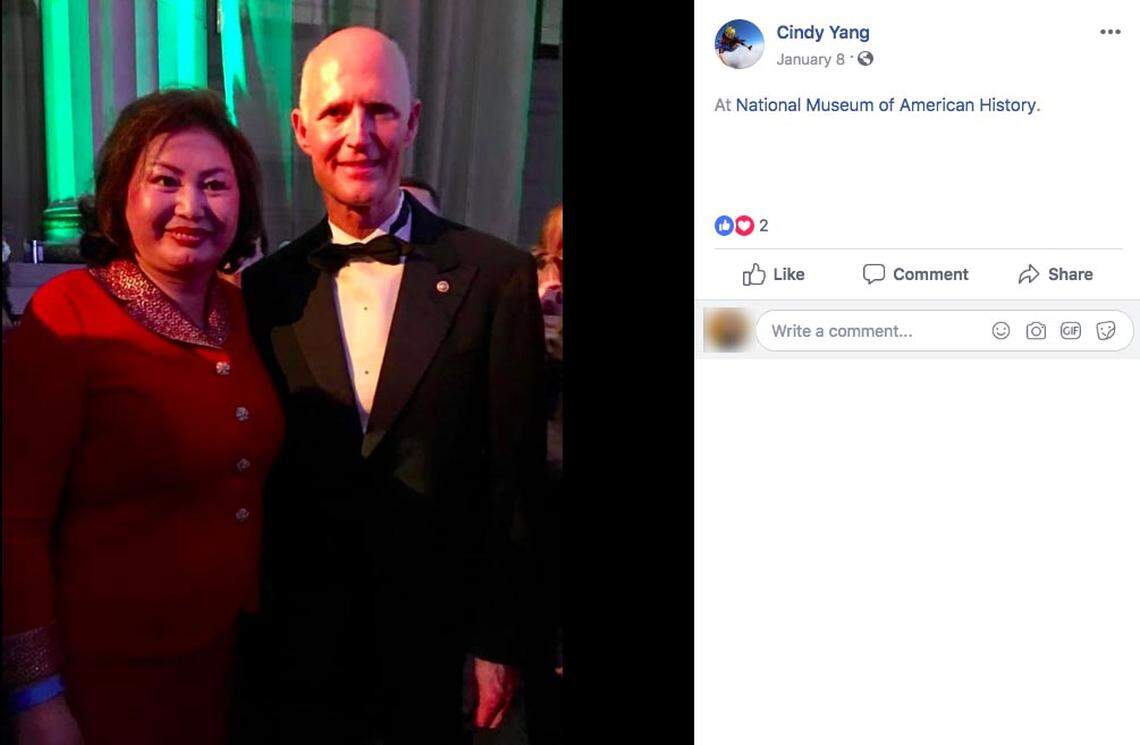 Cindy Yang attended Sen. Rick Scott’s Sunshine Ball in Washington, D.C., on Jan. 8. The event asked $25,000 for a photo opportunity with Scott.