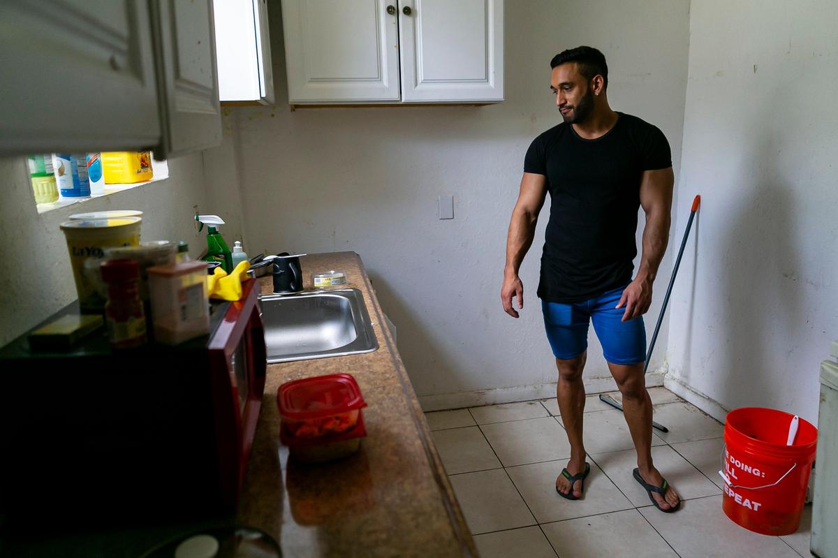 Guillermo Hernandez, 29, is living with a group of Argentinean tourists whose flights back home were canceled due to the coronavirus pandemic. As they wait for a way back to their home country, the group is sleeping in an abandoned house on mattresses they found in the trash.