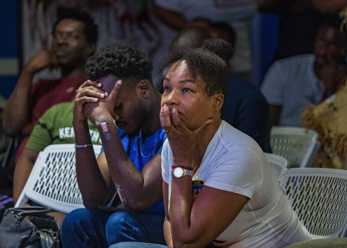 Haiti's soccer team fans reacted as they watched the Haiti vs. Scotland Fifa World Cup game, in Boston, during a game watch party at the Haitian Cultural Center in Little Haiti, on Saturday June 13, 2026.