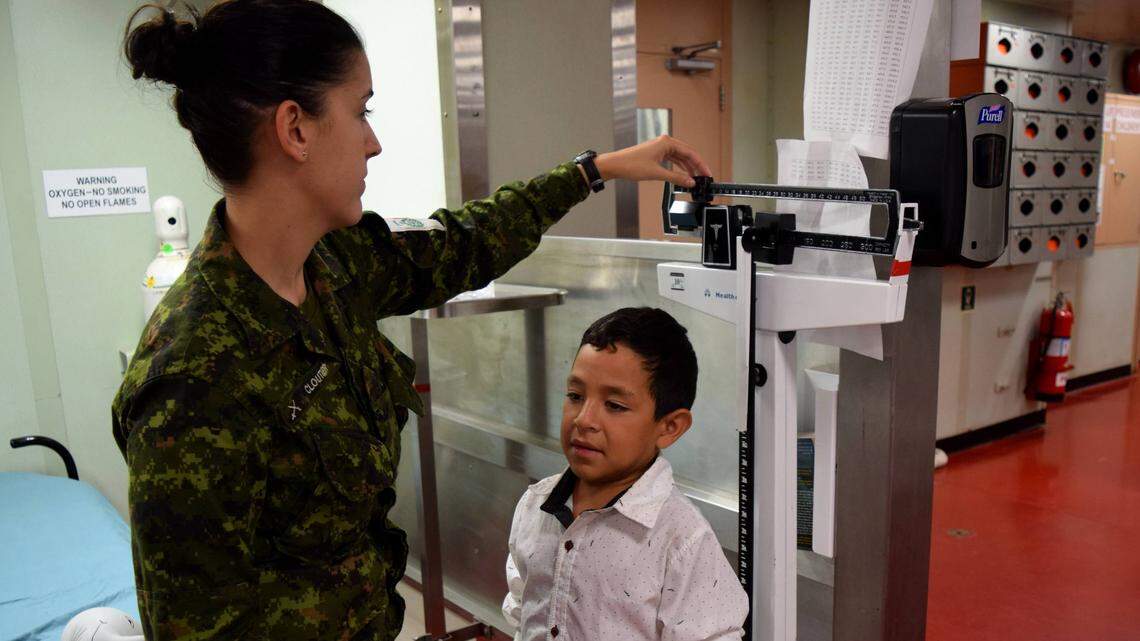 Reynier Urdaneta, an 8-year-old Venezuelan, was aboard the USNS Comfort off the coast of Riohacha, Colombia, to have hernia surgery. The U.S. Navy medical vessel is on a four-country tour of the region, but in Colombia it has also been tending to Venezuelan migrants amid their nation’s healthcare collapse.