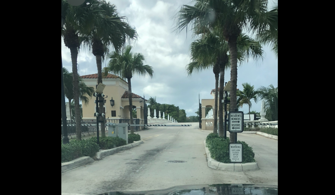 The gated entrance to Indian Creek Village in Miami Beach