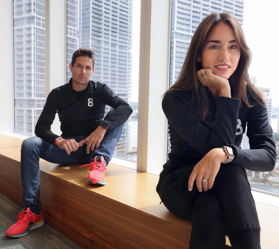 Matteo Franceschetti, CEO, Eight Sleep, left, and Alexandra Zatarain, Vice President of Brand and Marketing, right, has teamed up Softbank for their startup Eight Sleep, sleep enhancement company whose technology allows its mattress to change temperatures according to a users sleep pattern.