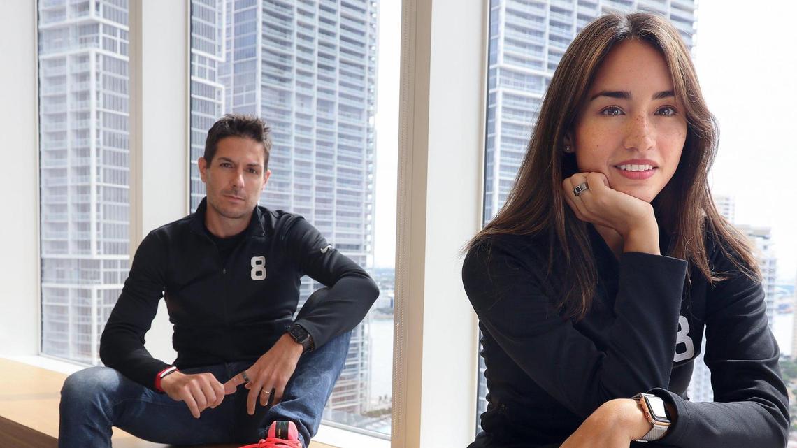 Matteo Franceschetti, CEO, Eight Sleep, left, and Alexandra Zatarain, Vice President of Brand and Marketing, right. Eight Sleep, which moved to Miami from New York, is committing to hiring new grads and interns from the University of Miami.
