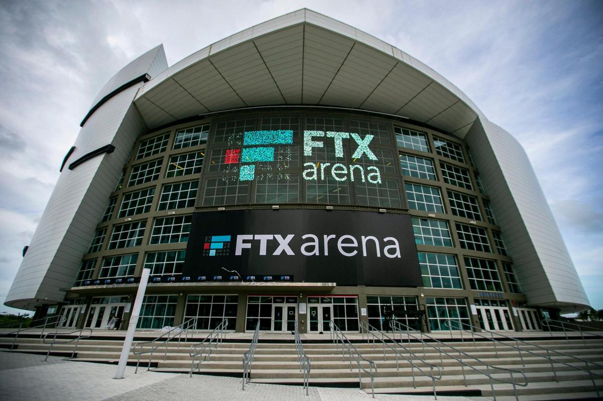 An exterior view of the FTX Arena in downtown Miami on Friday, June 4, 2021. Miami-Dade County Mayor Daniella Levine Cava, Heat president of business operations Eric Woolworth, FTX CEO Sam Bankman-Fried, and Heat players Bam Adebayo and Udonis Haslem attended a press conference where it was formally announced that the Miami Heat’s new home would be called the FTX Arena in downtown Miami, Florida on Friday, June 4, 2021.