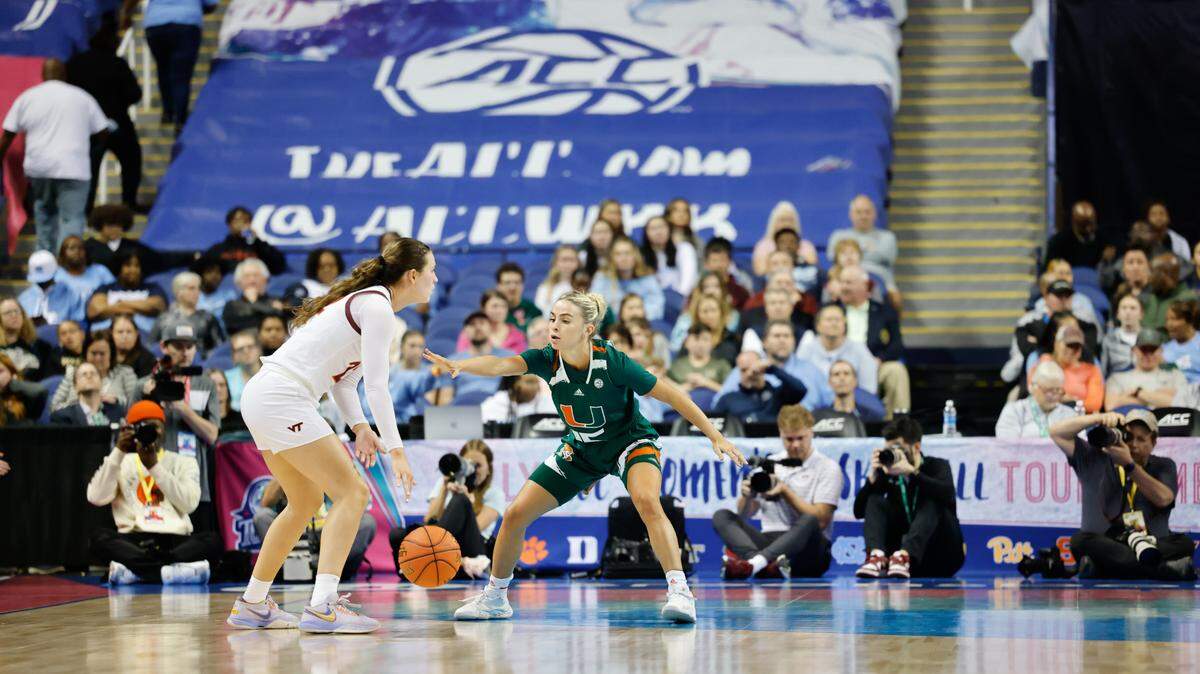 Hanna Cavinder was Miami’s leading scorer with seven points in a 68-42 loss to Virginia Tech in the ACC women’s tournament quarterfinals.