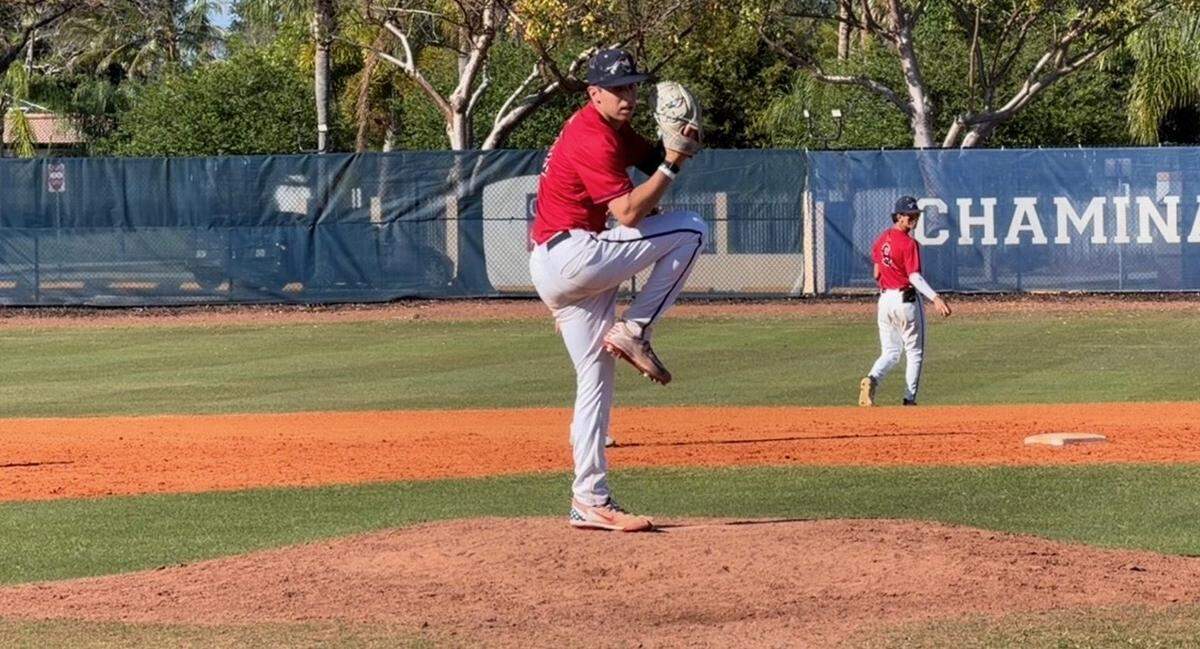 Chaminade pitcher Spencer Krasner pitches in a Region 4-2A baseball quarterfinal against NSU University School at Chaminade-Madonna School in Hollywood, Fla.