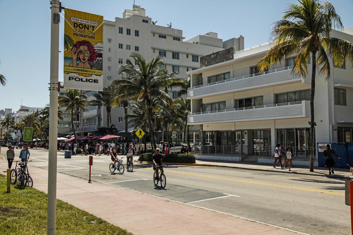 A banner in South Beach states, “Come on vacation, don’t leave on probation.” It’s part of the city’s effort to crack down on bad behavior during Spring Break.