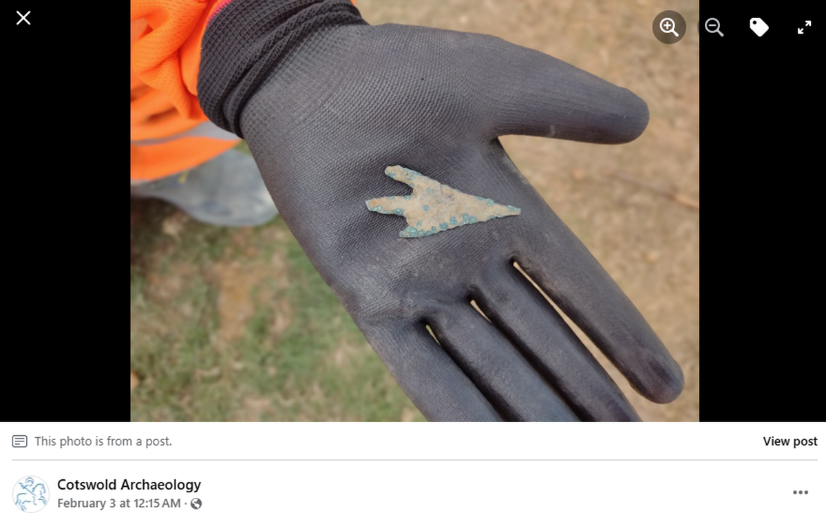 A rare copper alloy arrowhead was found at the site, researchers said.
